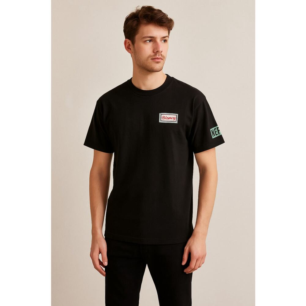 Disney Streetwear Graphic Tee Neff Logo Patch Black M